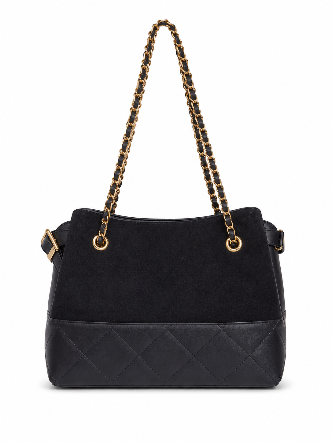 Mirae Two-tone Quilted Black Handbag