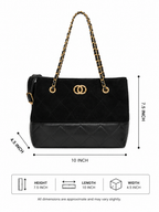 Mirae Two-tone Quilted Black Handbag