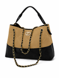 Mirae Two-tone Quilted Tan Handbag
