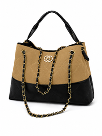 Mirae Two-tone Quilted Tan Handbag