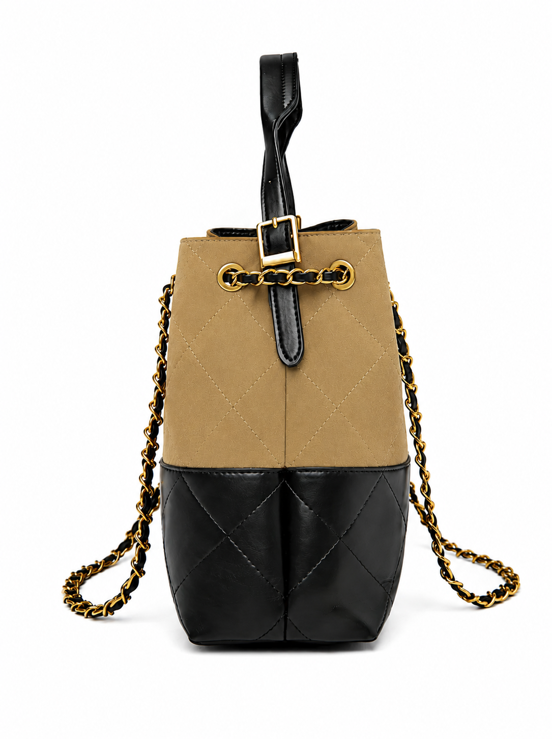 Mirae Two-tone Quilted Tan Handbag