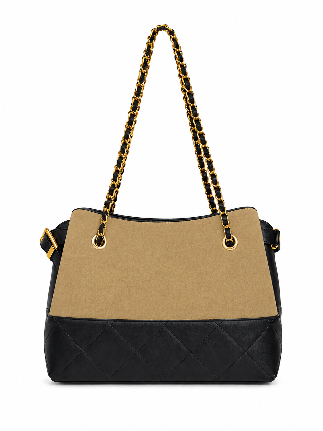 Mirae Two-tone Quilted Tan Handbag