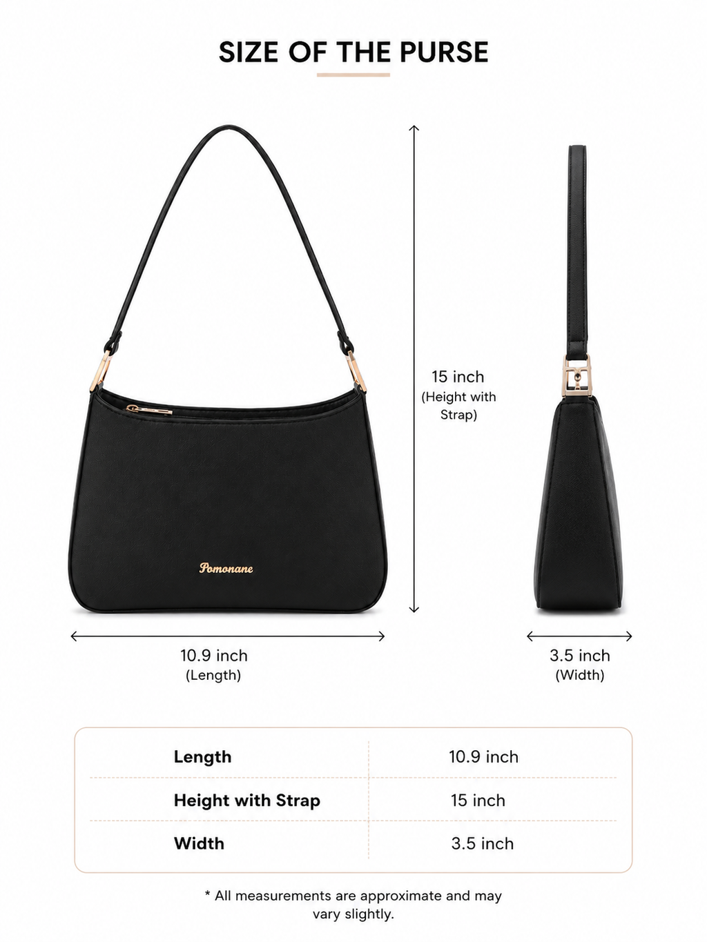 Mirae Black Baguette Bag