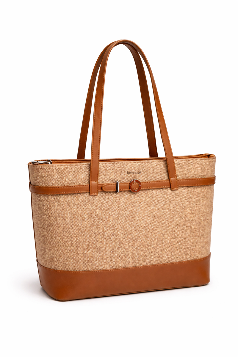 Mirae Beige & Cognac Tote Bag