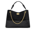 Mirae Two-tone Quilted Black Handbag