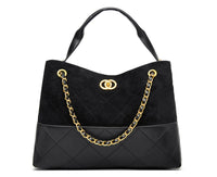 Mirae Two-tone Quilted Black Handbag