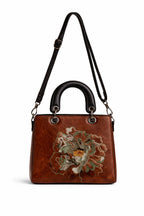 Mirae Embroidered  Peony Leather Handbag