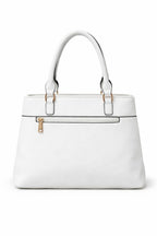 Mirae White Leather Handbag With Gold Accents