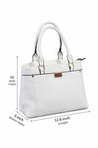Mirae White Leather Handbag With Gold Accents